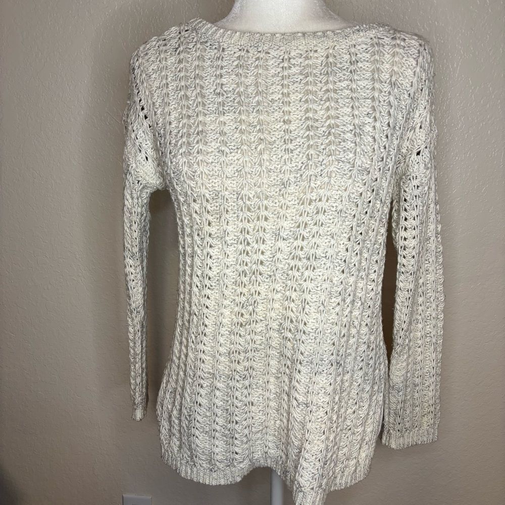 LOFT Cream Textured Knit Sweater Sz Petite Medium